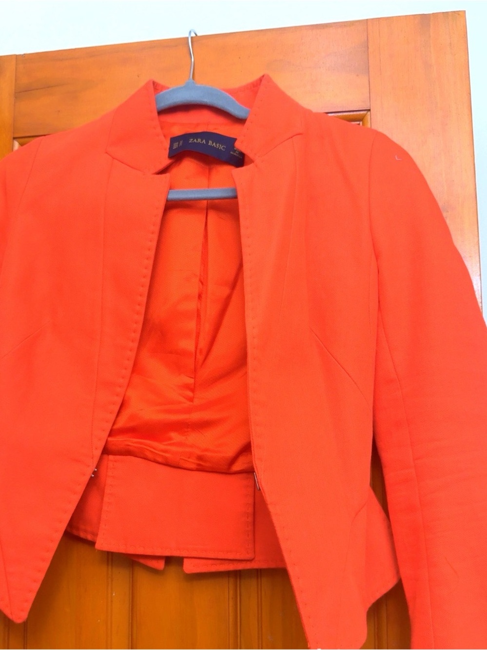 Zara Bright Orange Cropped Blazer